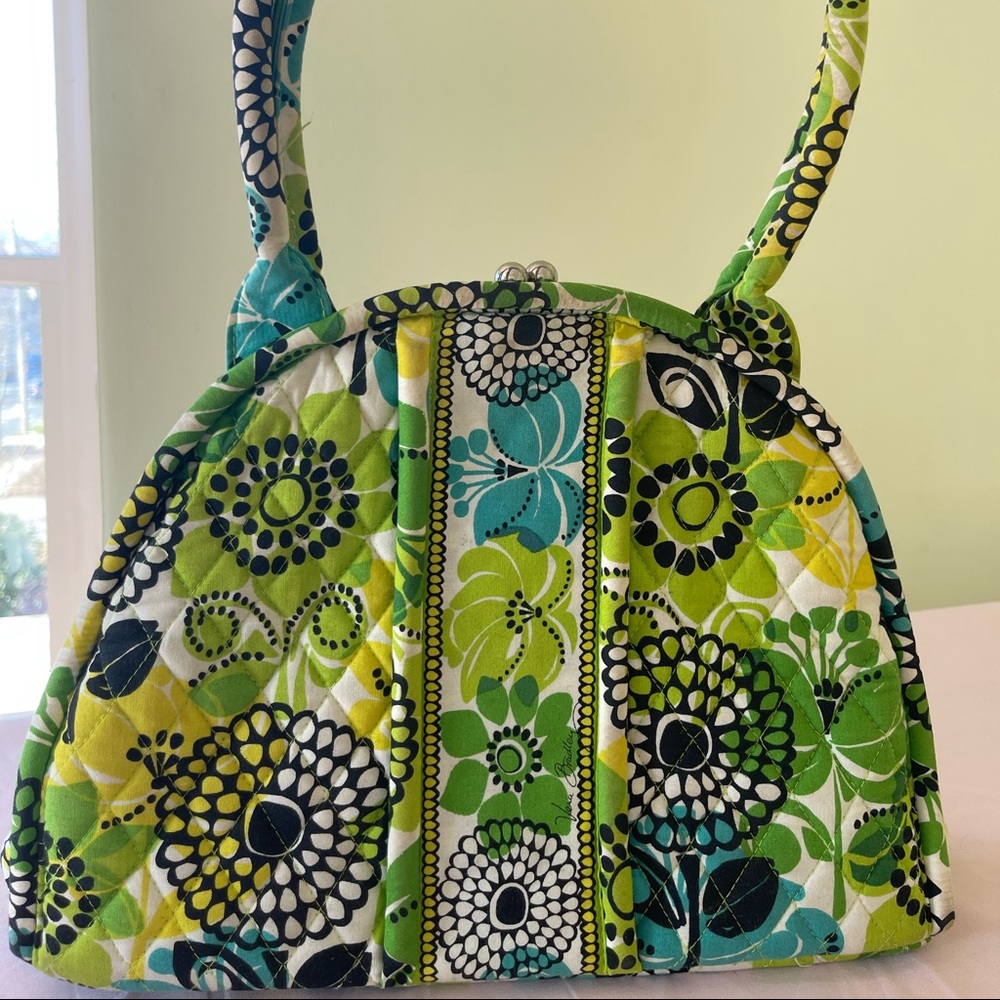 Vera Bradley blue and green shoulder bag multiple pockets